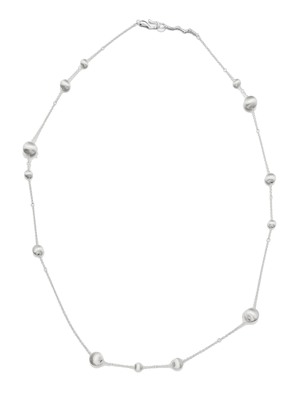 Sterling Silver Beaded Necklace with Irregular Round Accents