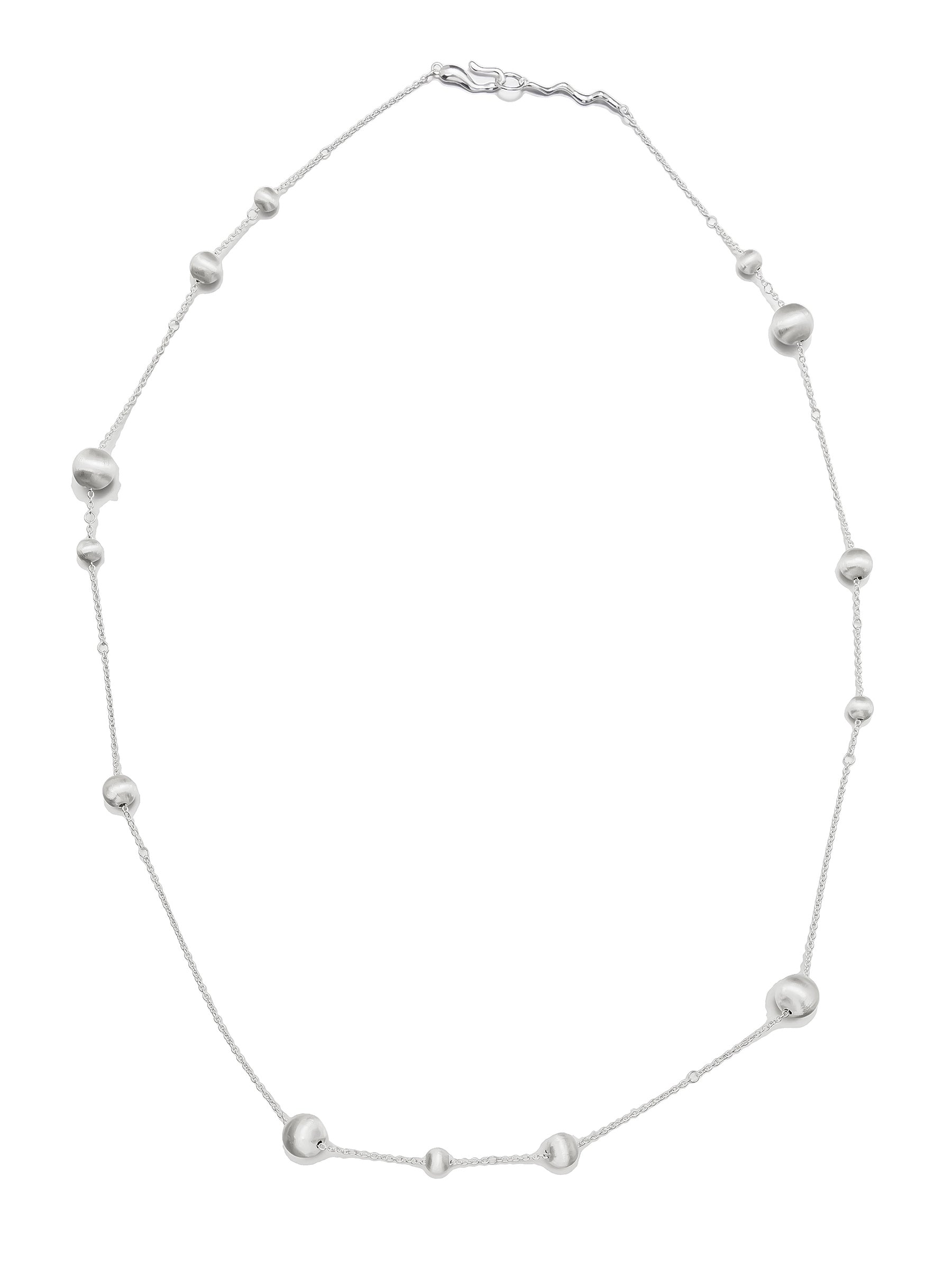 Sterling Silver Beaded Necklace with Irregular Round Accents