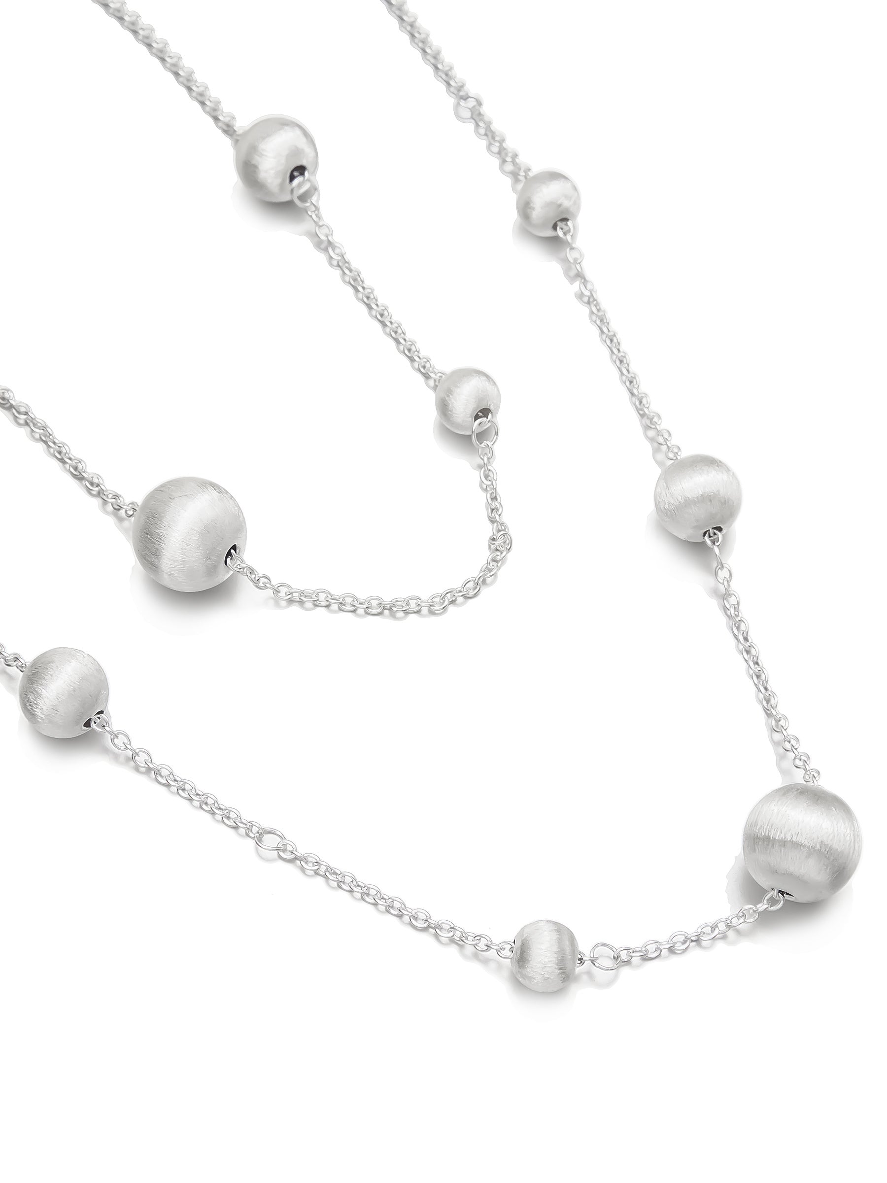 Sterling Silver Beaded Necklace with Irregular Round Accents