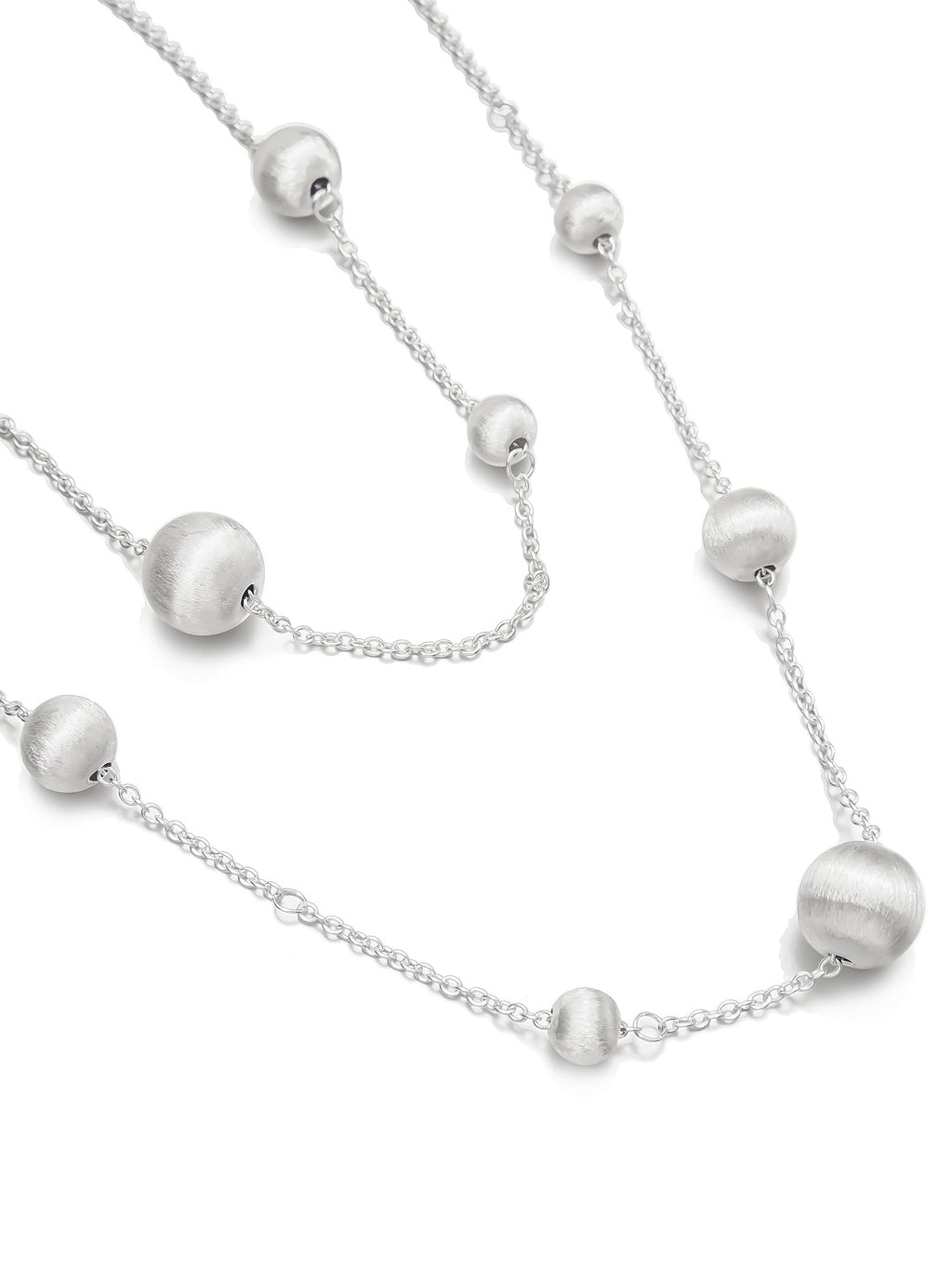 Sterling Silver Beaded Necklace with Irregular Round Accents