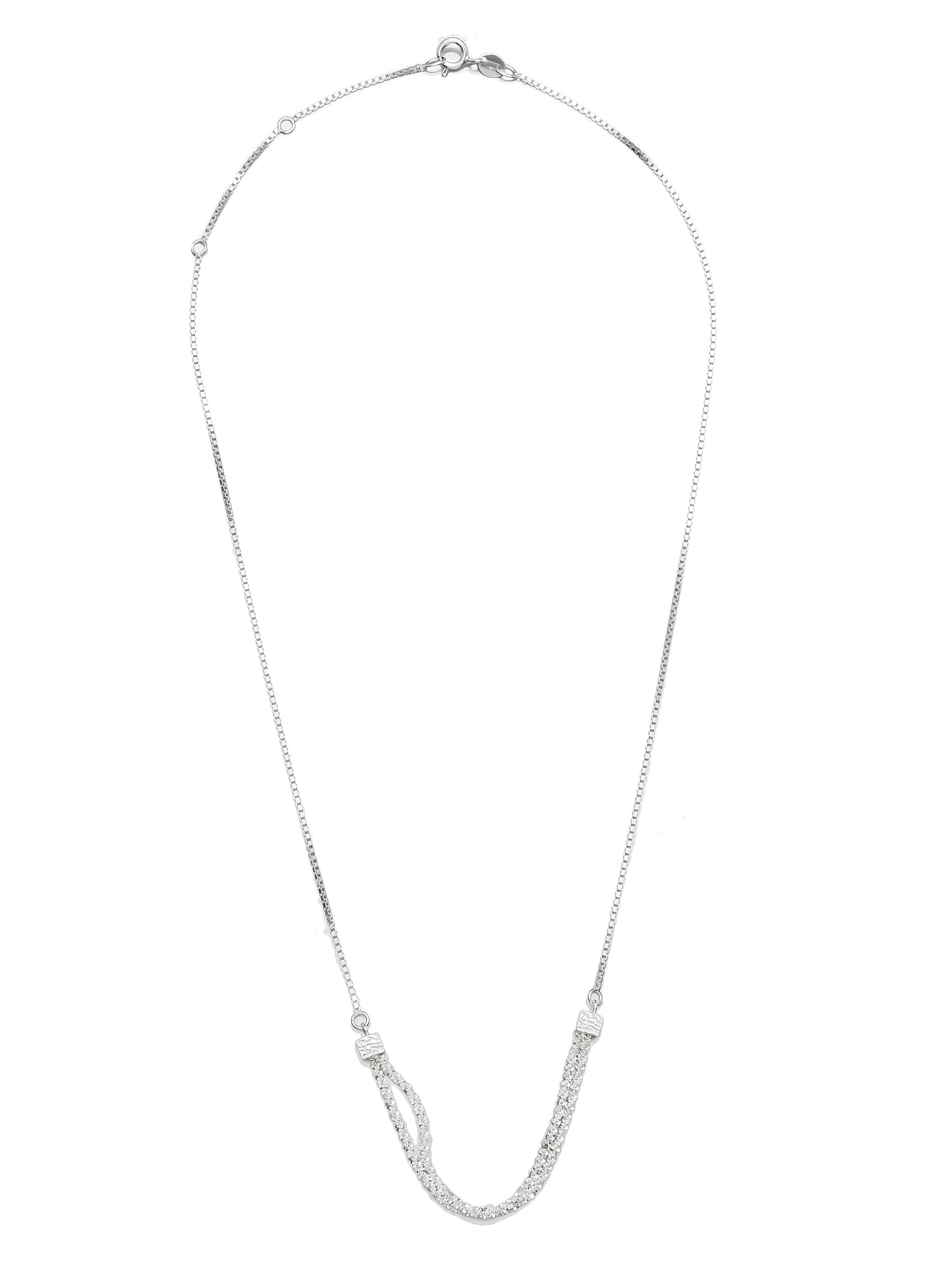 Sterling Silver Necklace with Carved Double Chain Design