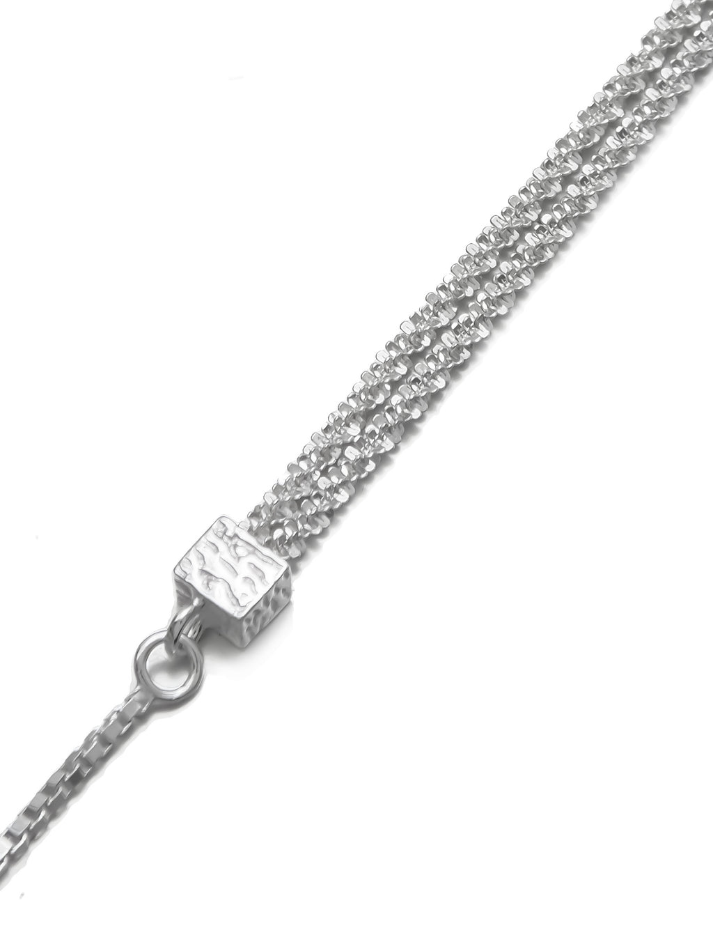 Sterling Silver Necklace with Carved Double Chain Design