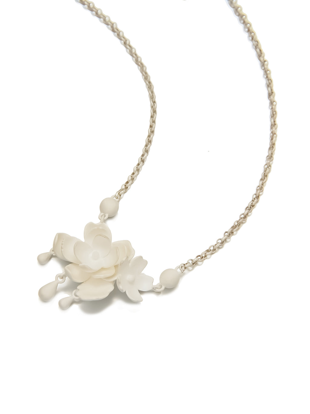 Sterling Silver Necklace with Floral Pendant