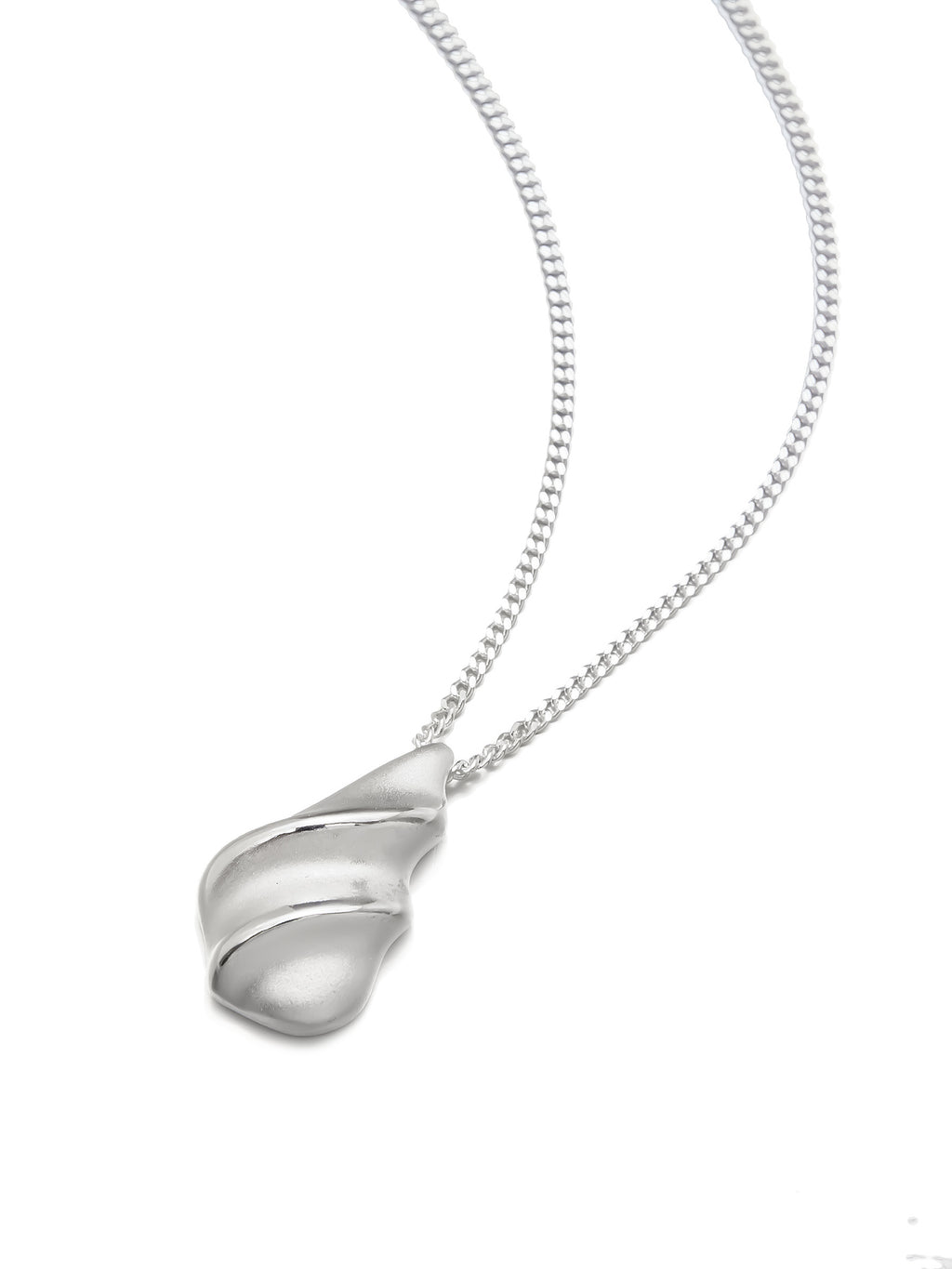 Silver Pendant Necklace with Organic Shape