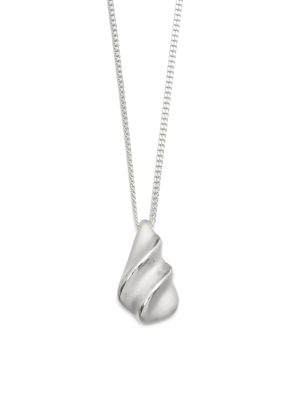 Silver Pendant Necklace with Organic Shape