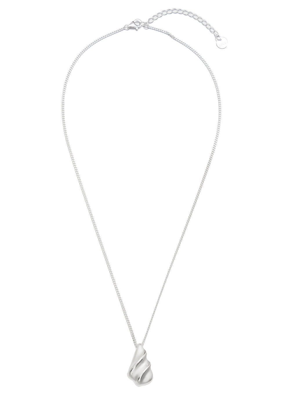 Silver Pendant Necklace with Organic Shape