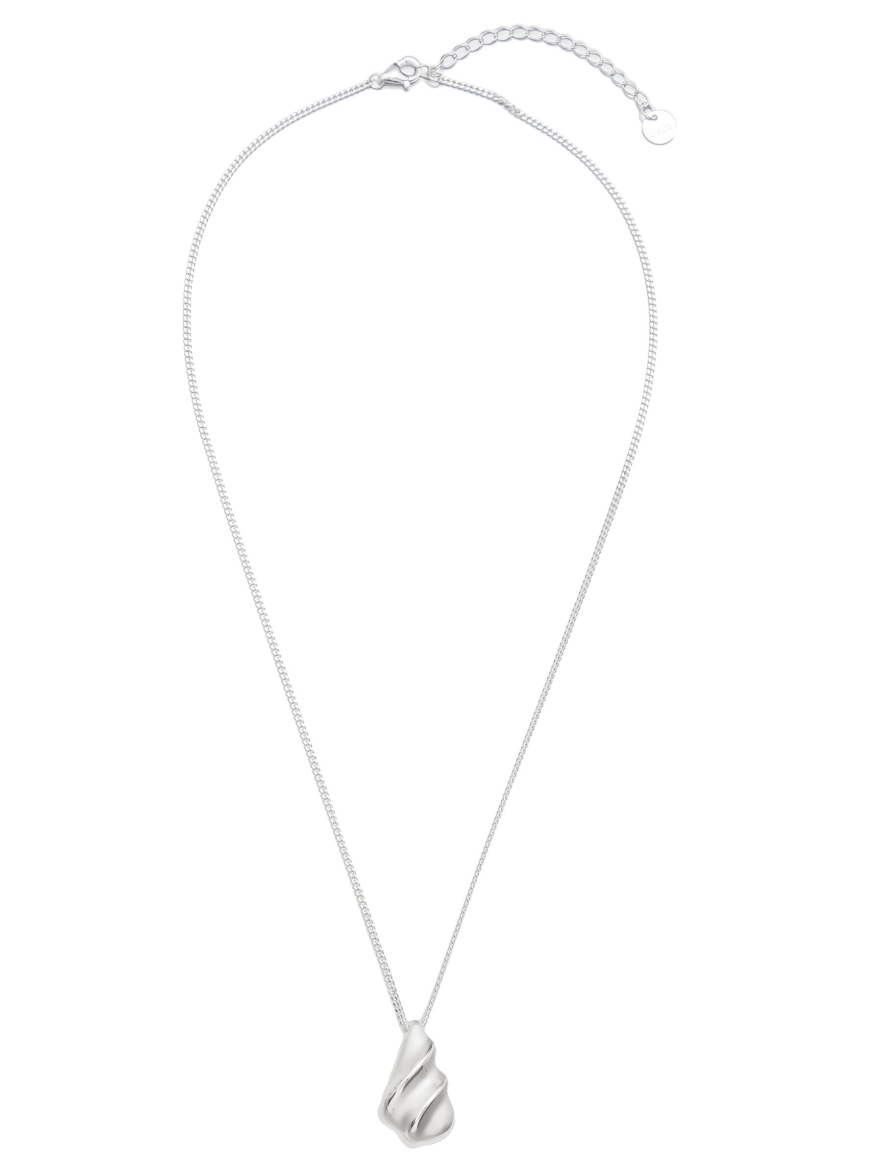 Silver Pendant Necklace with Organic Shape