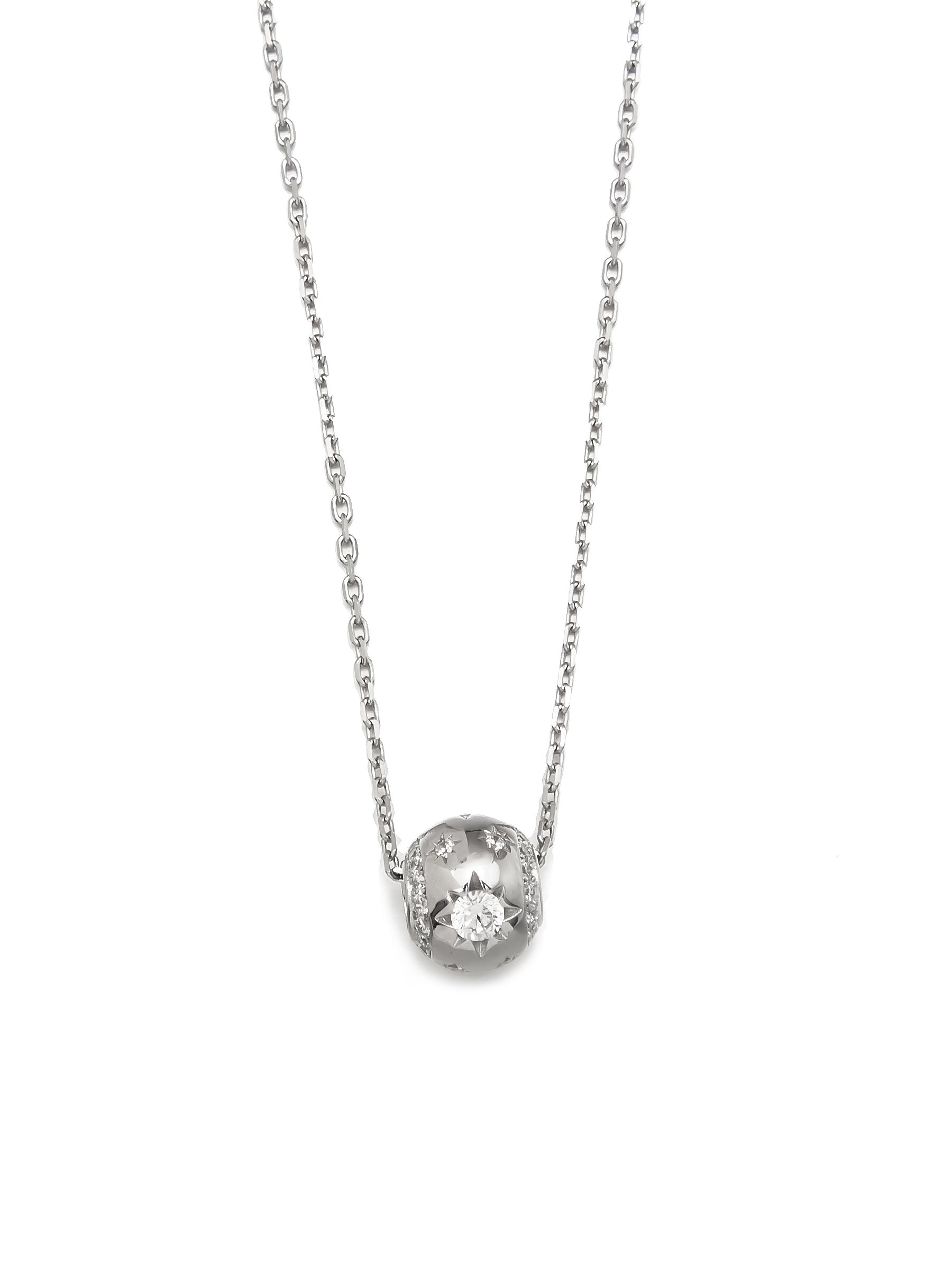 Sterling Silver Necklace with Star Engraved Bead Pendant