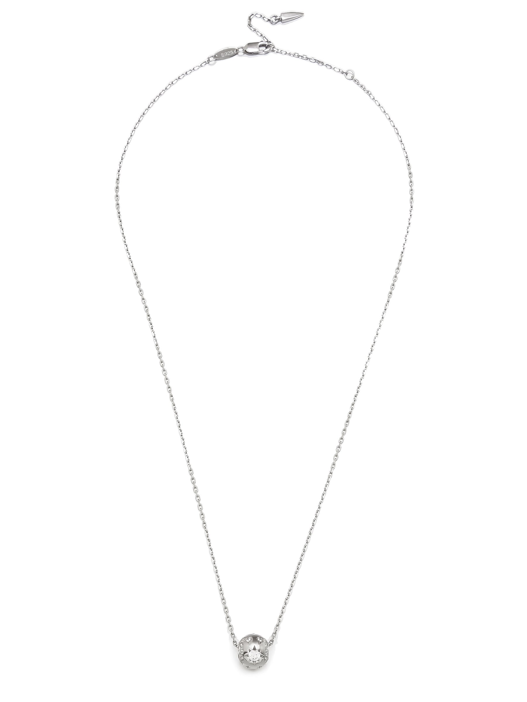 Sterling Silver Necklace with Star Engraved Bead Pendant