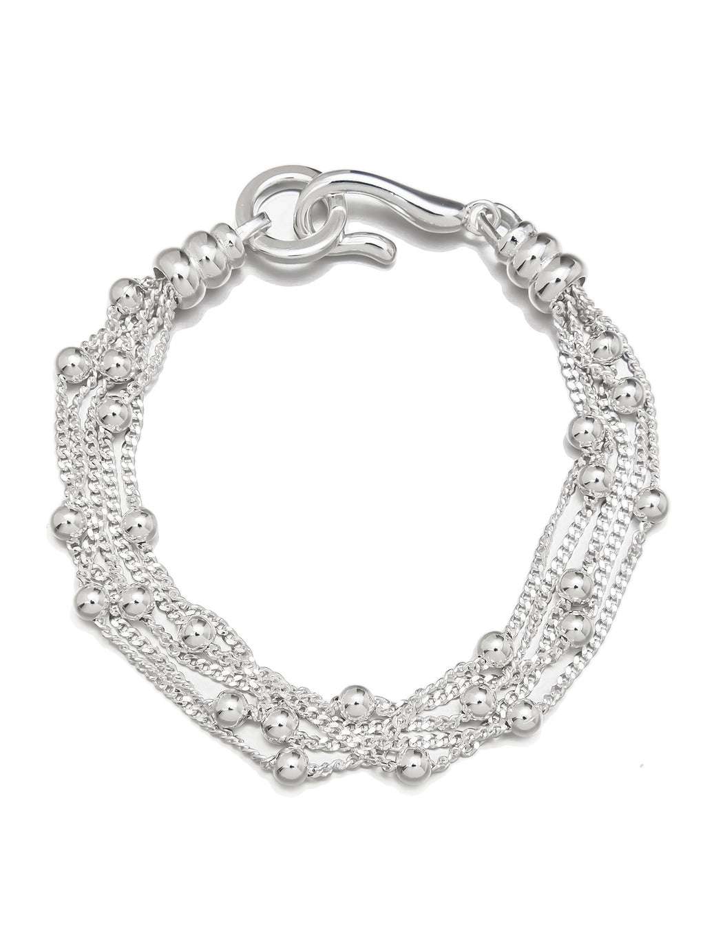 Silver Multi-Strand Bracelet with Beaded Chains