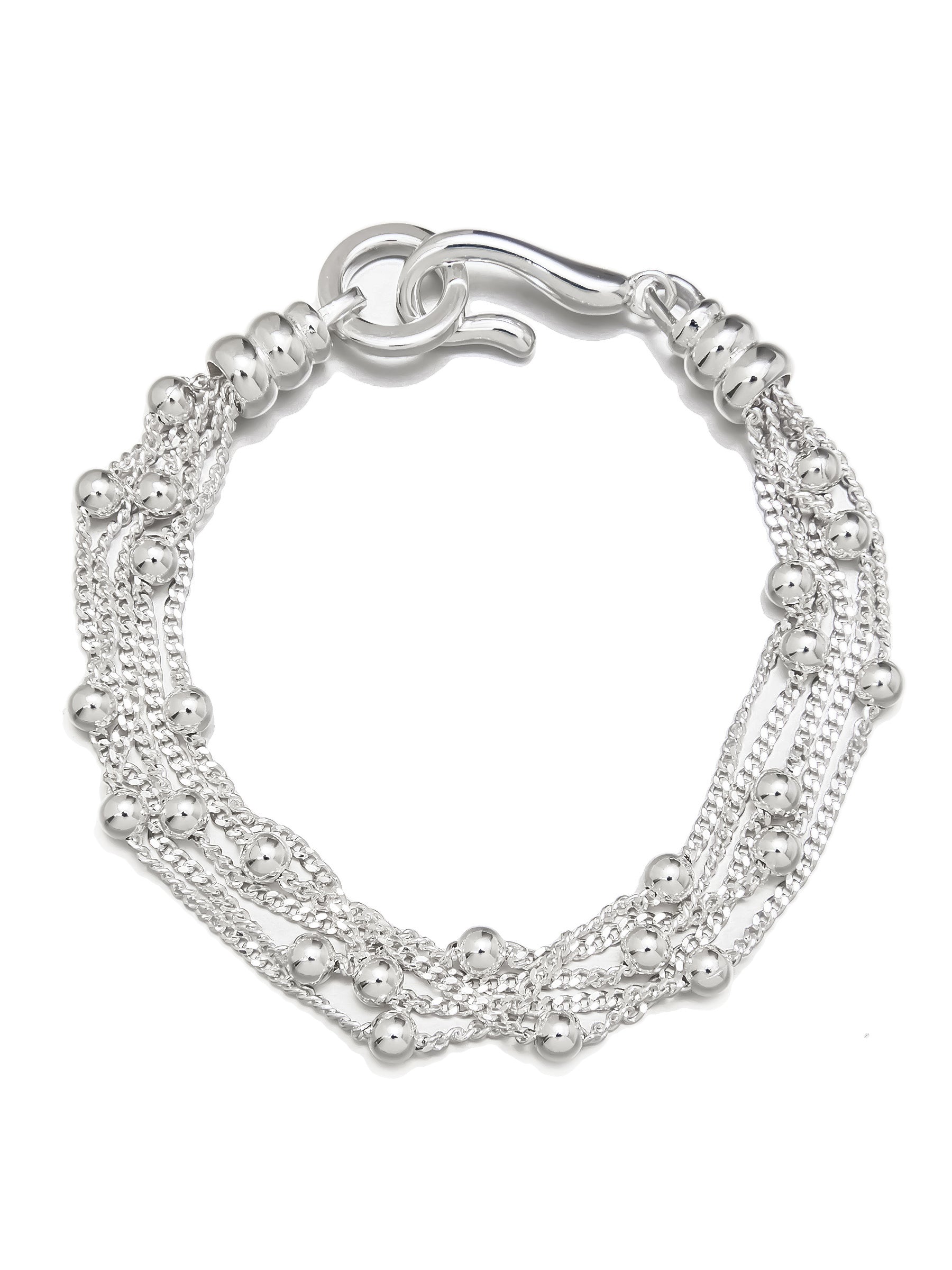 Silver Multi-Strand Bracelet with Beaded Chains