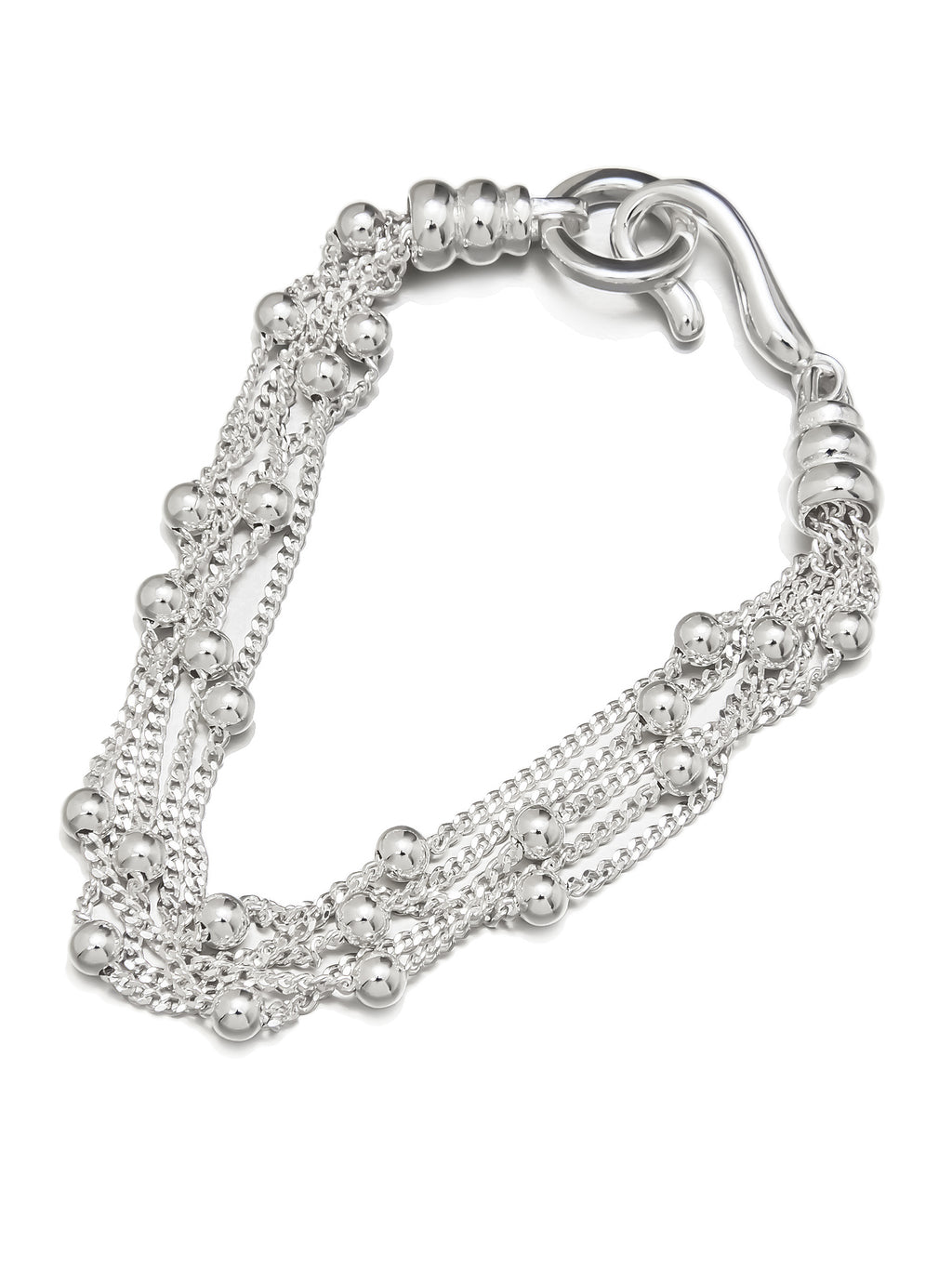 Silver Multi-Strand Bracelet with Beaded Chains