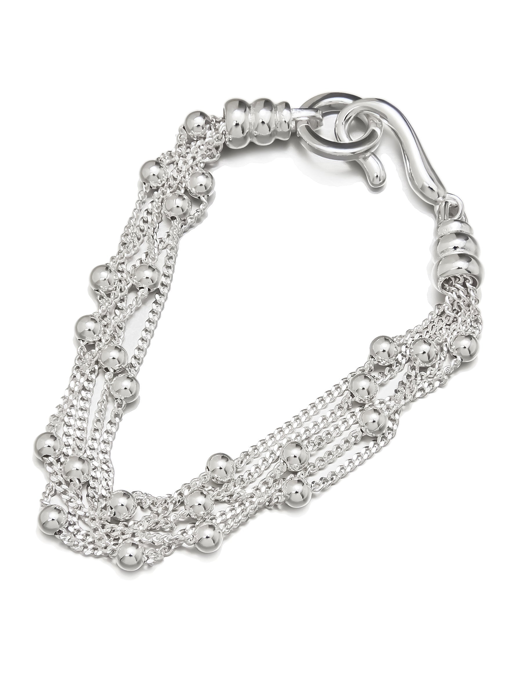 Silver Multi-Strand Bracelet with Beaded Chains