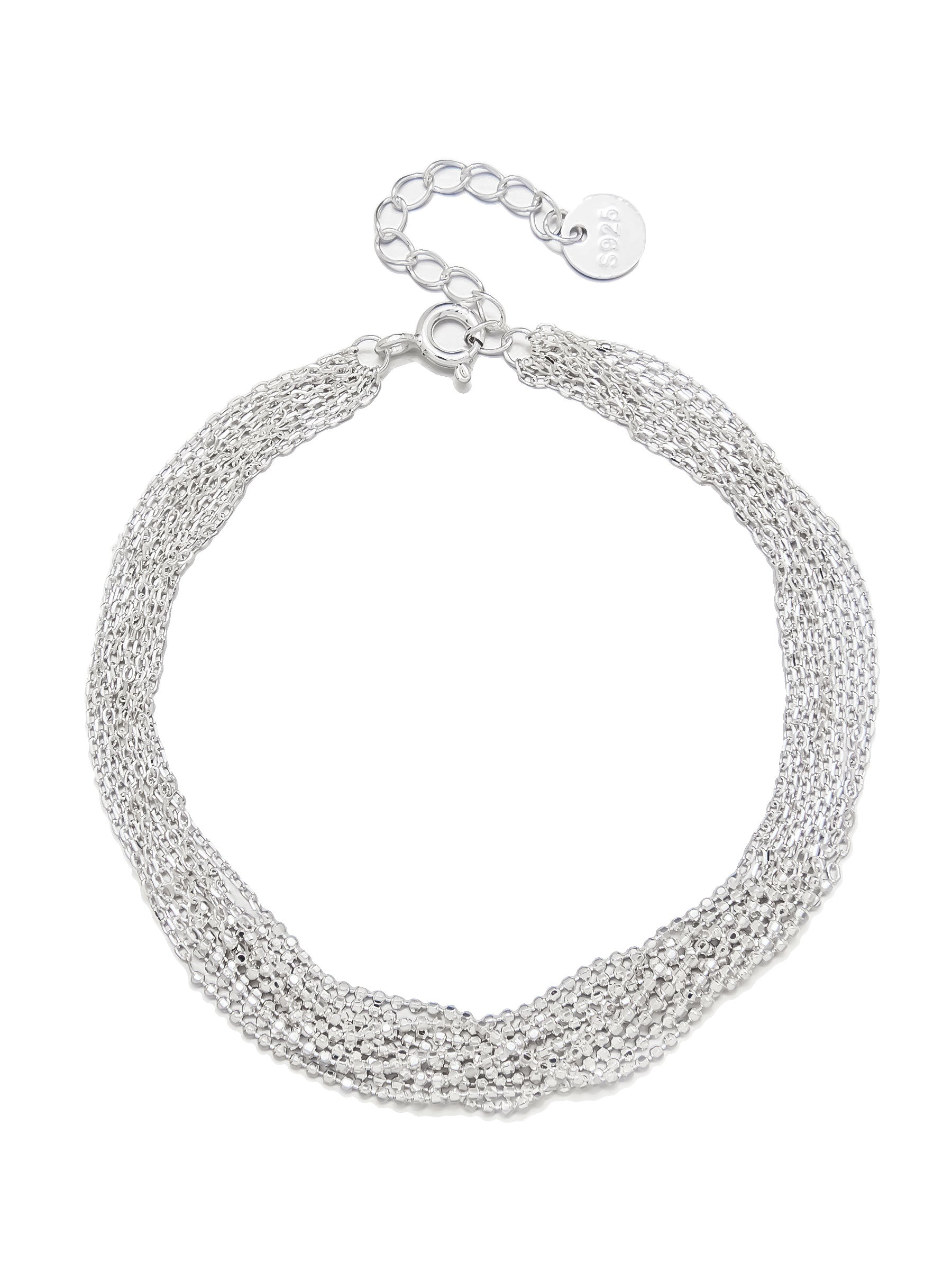 Silver Multi-Strand Bracelet with Textured Chains