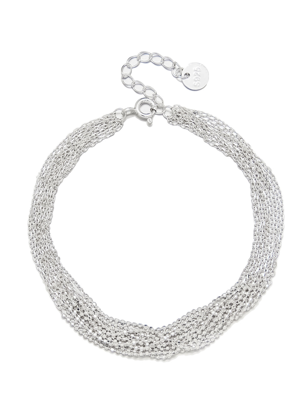 Silver Multi-Strand Bracelet with Textured Chains