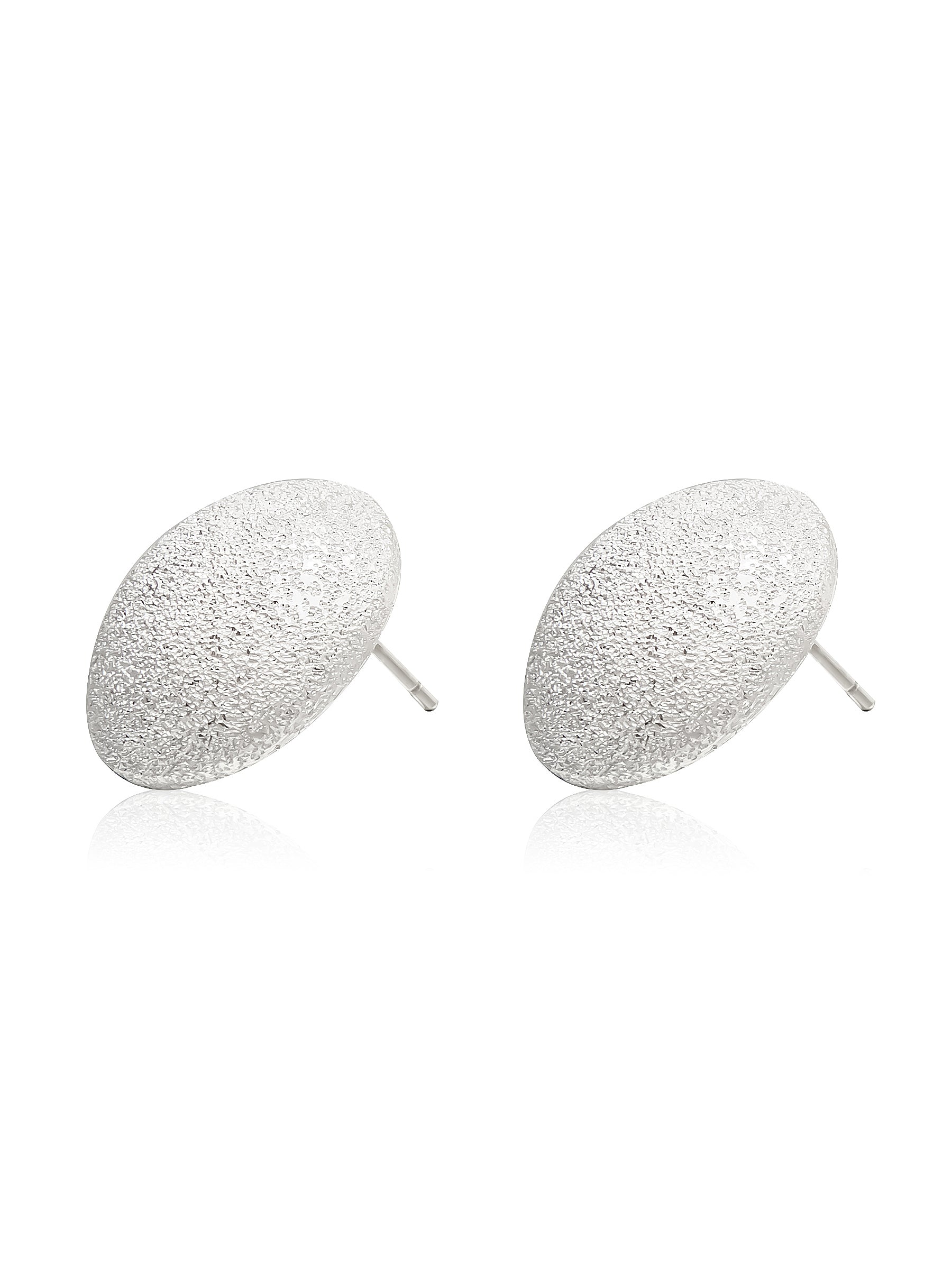 Sterling Silver Matte Textured Round Stud Earrings