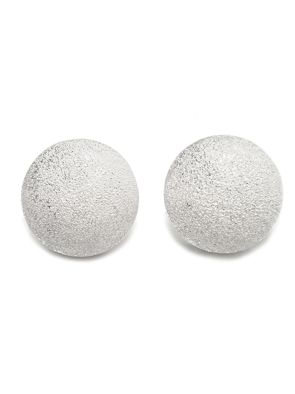 Sterling Silver Matte Textured Round Stud Earrings