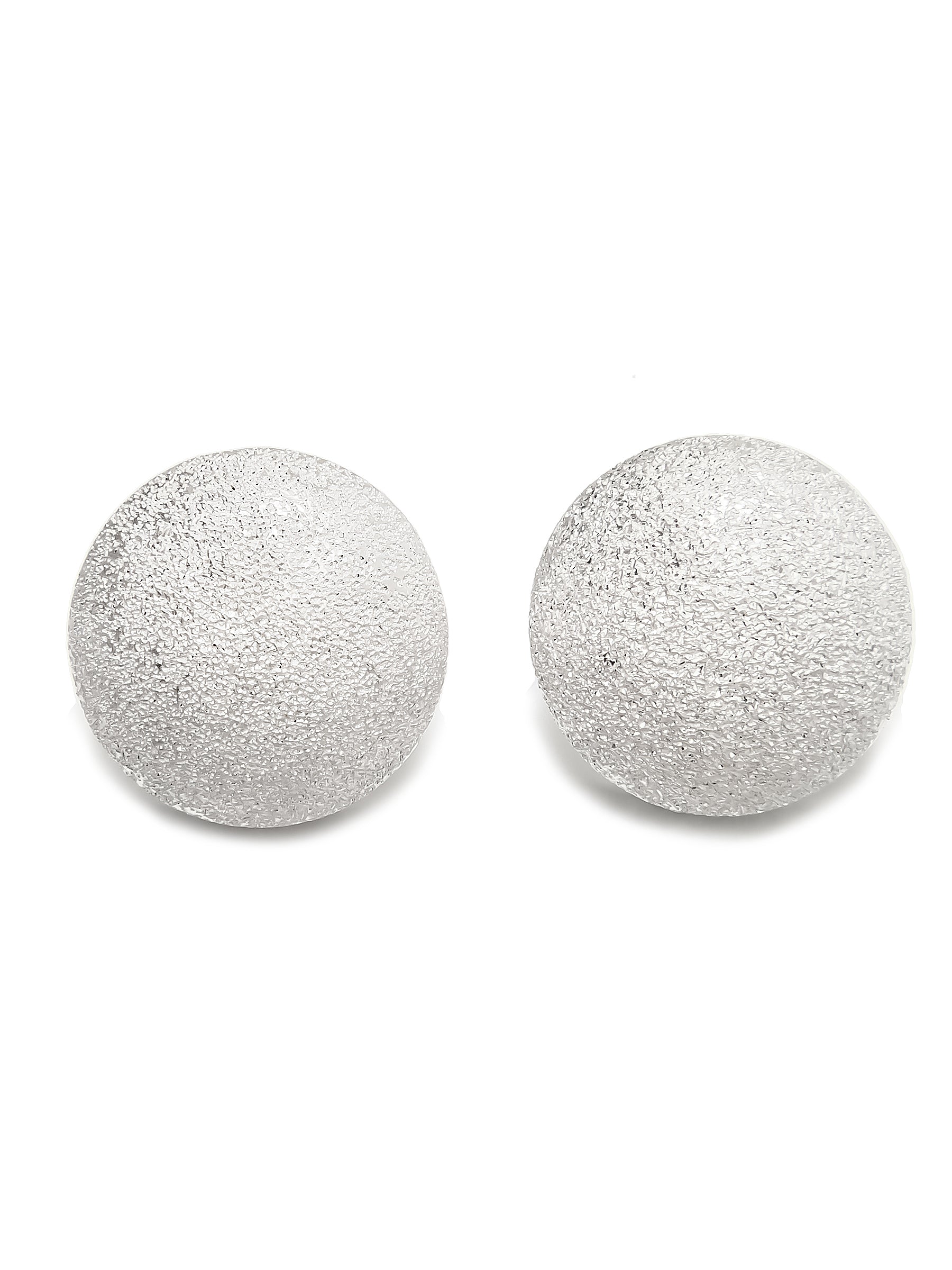 Sterling Silver Matte Textured Round Stud Earrings