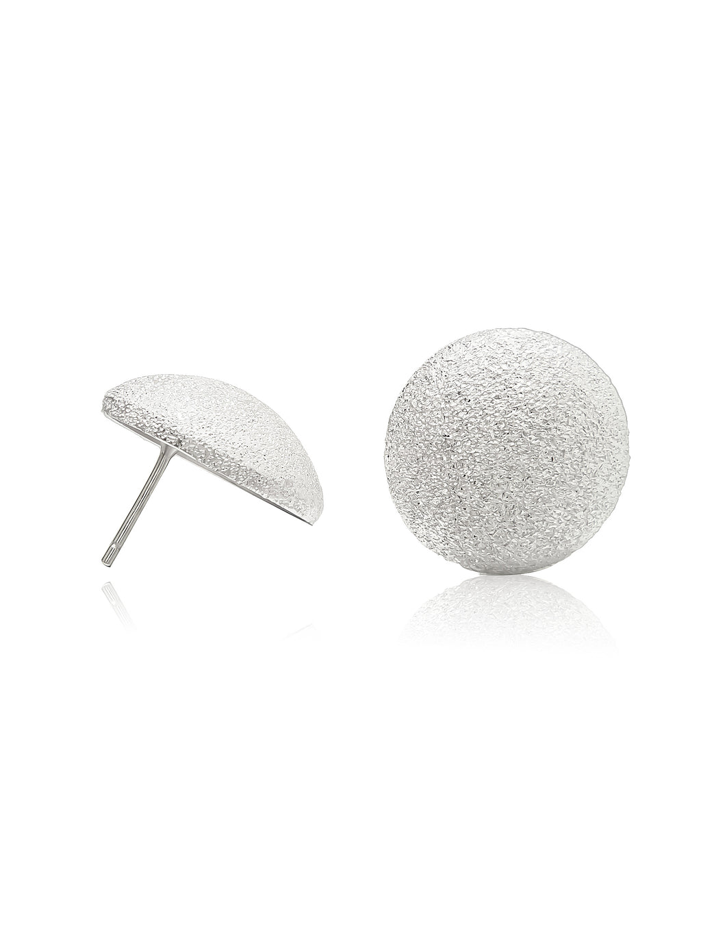 Sterling Silver Matte Textured Round Stud Earrings