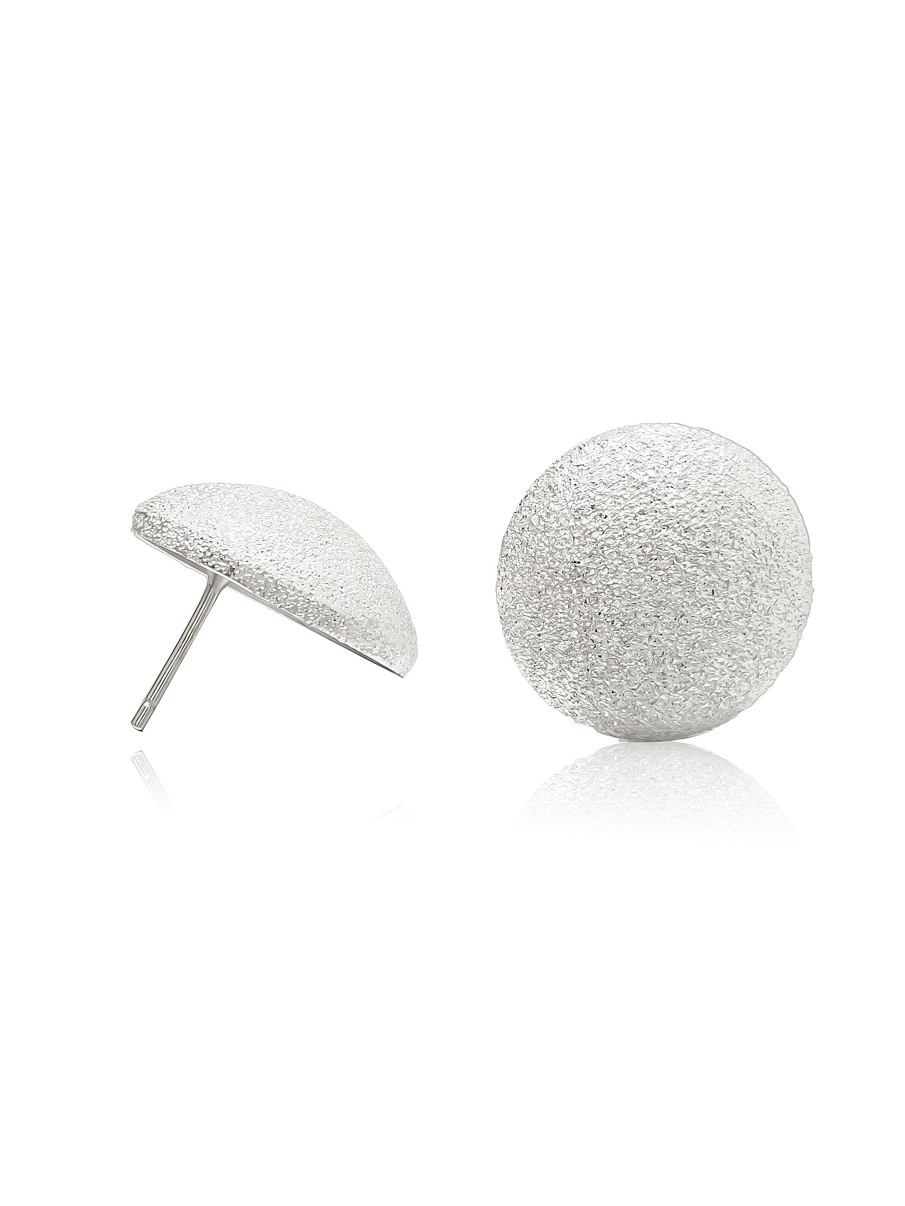 Sterling Silver Matte Textured Round Stud Earrings