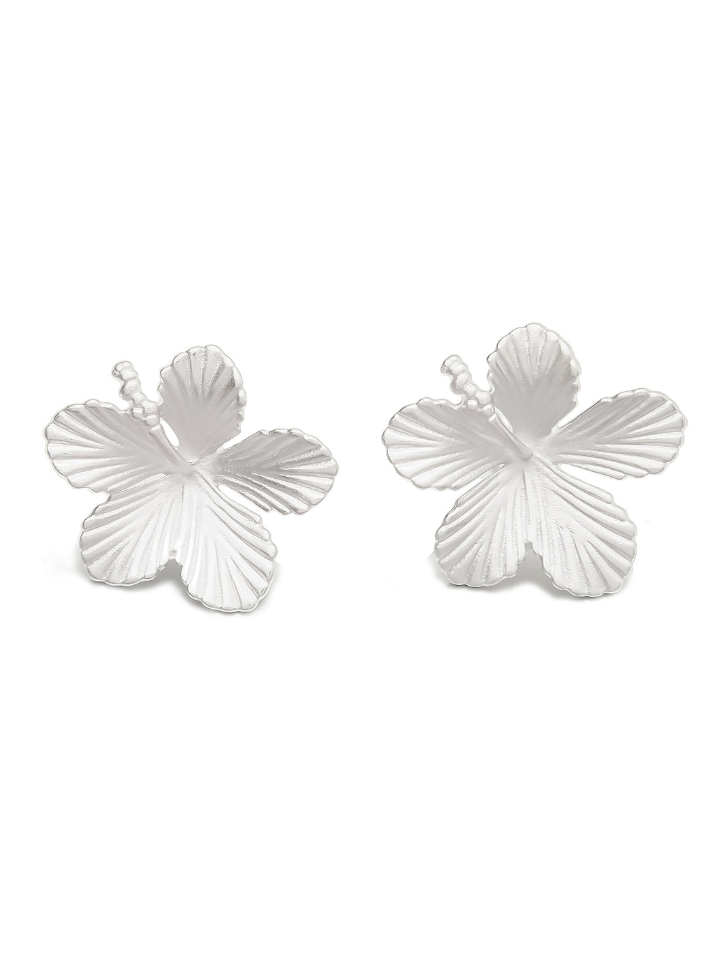 Sterling Silver Hibiscus Flower Earrings