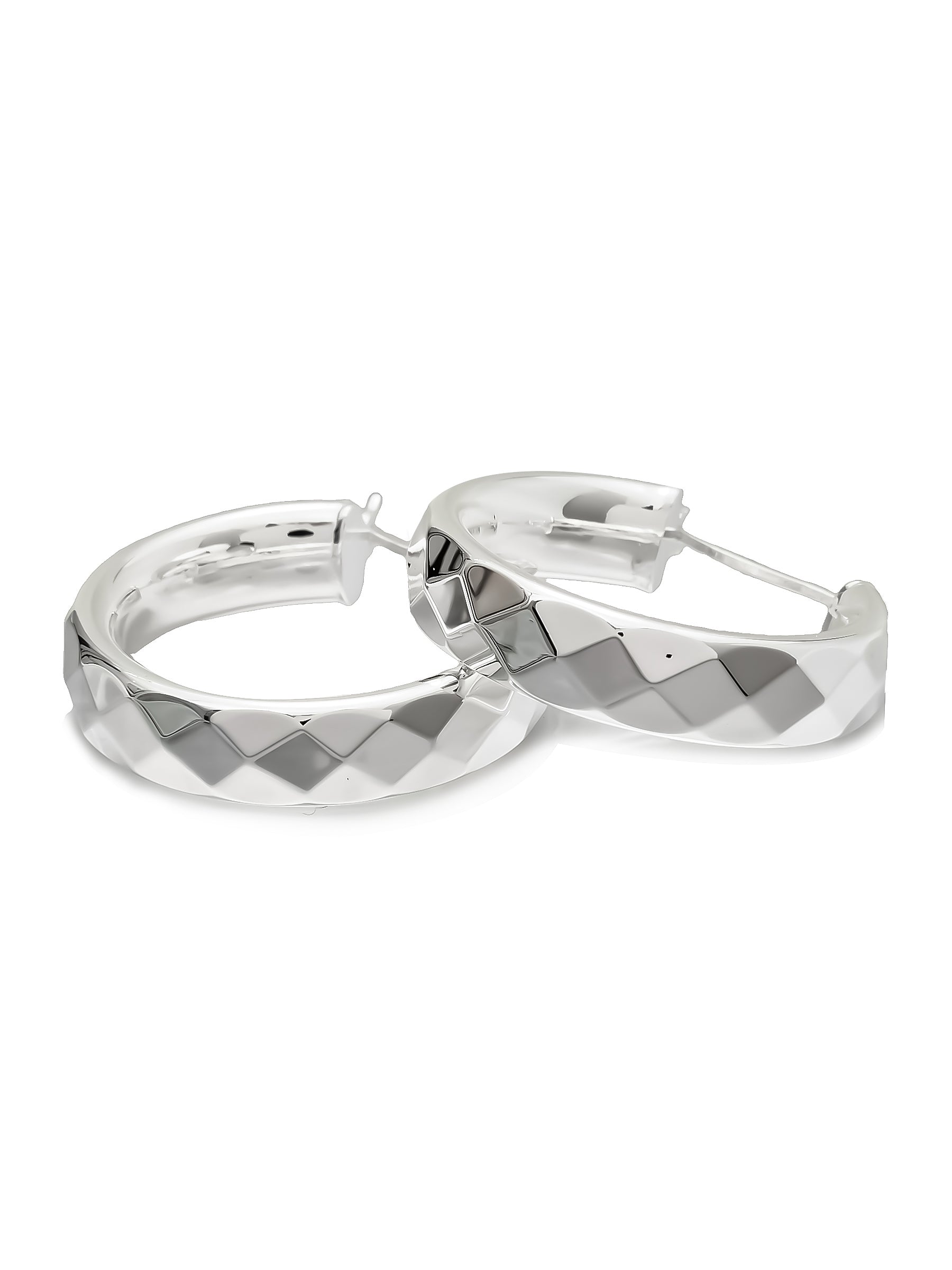 Sterling Silver Faceted Hoop Earrings
