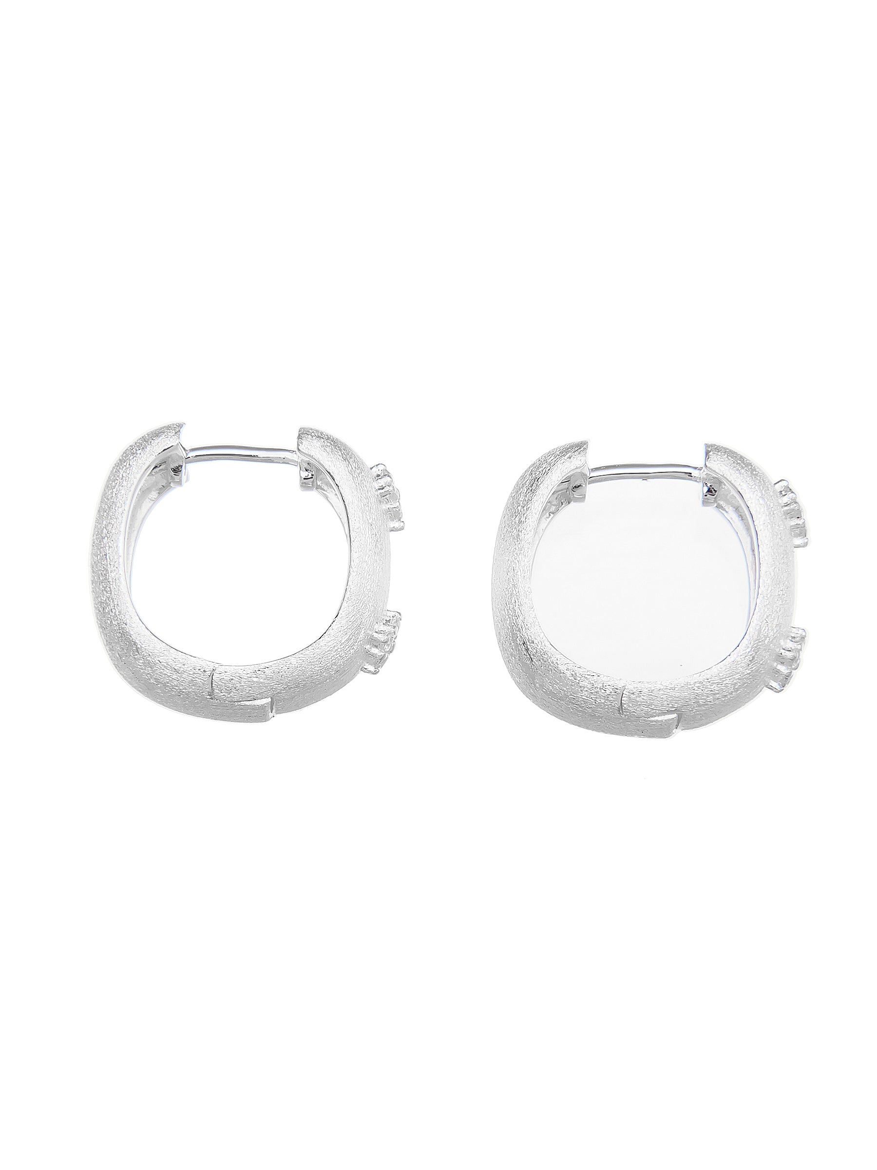 Matte Wide Sterling Silver Hoops with Star Accents