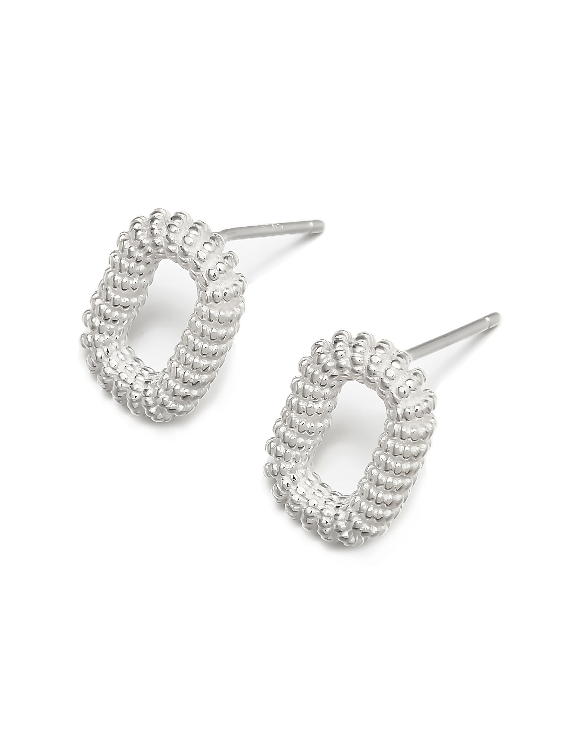 Sterling Silver Beaded Geometric Stud Earrings