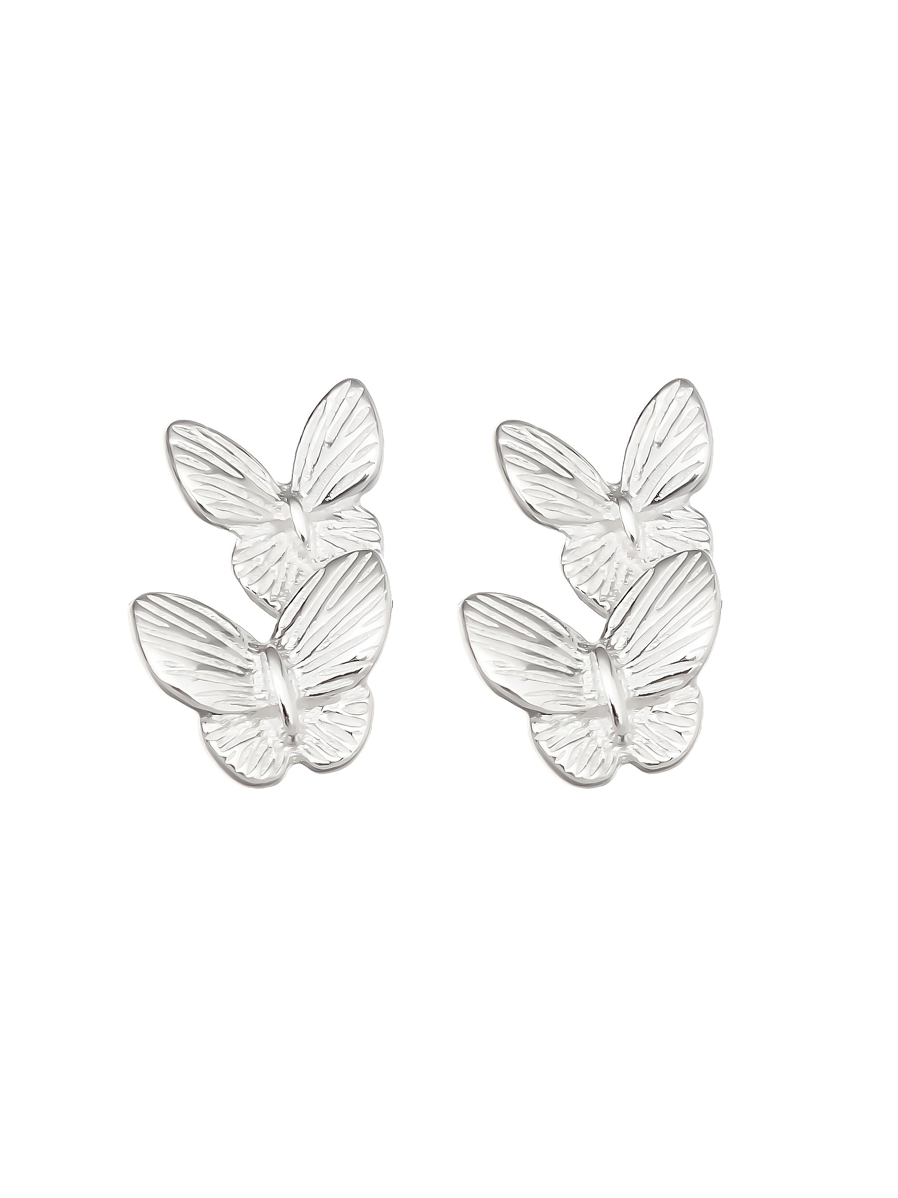 Sterling Silver Double Butterfly Earrings