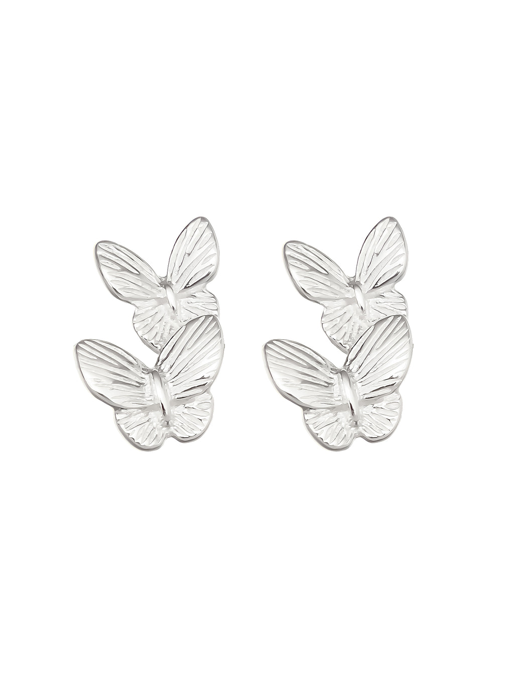 Sterling Silver Double Butterfly Earrings