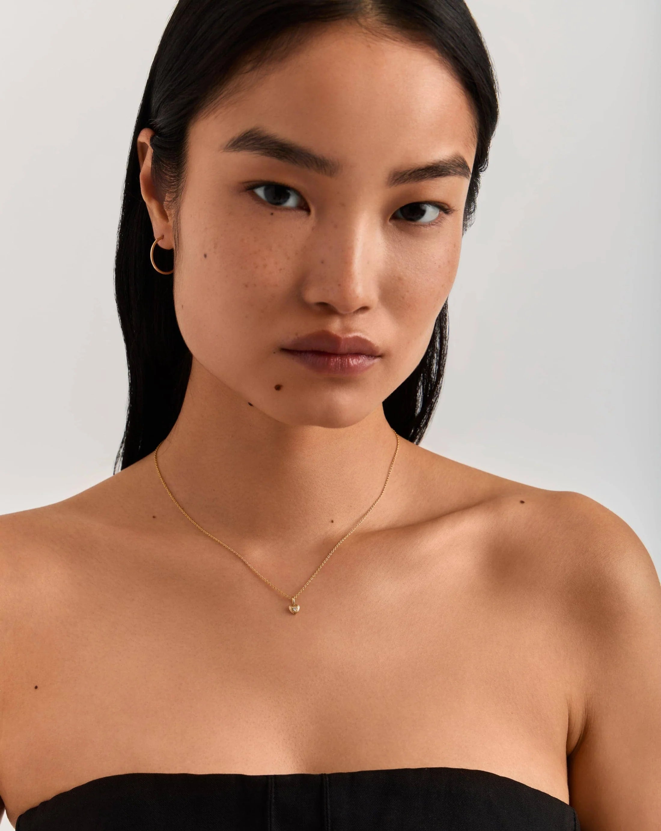 Platinum-Plated Silver Necklace with Zircon Inlay