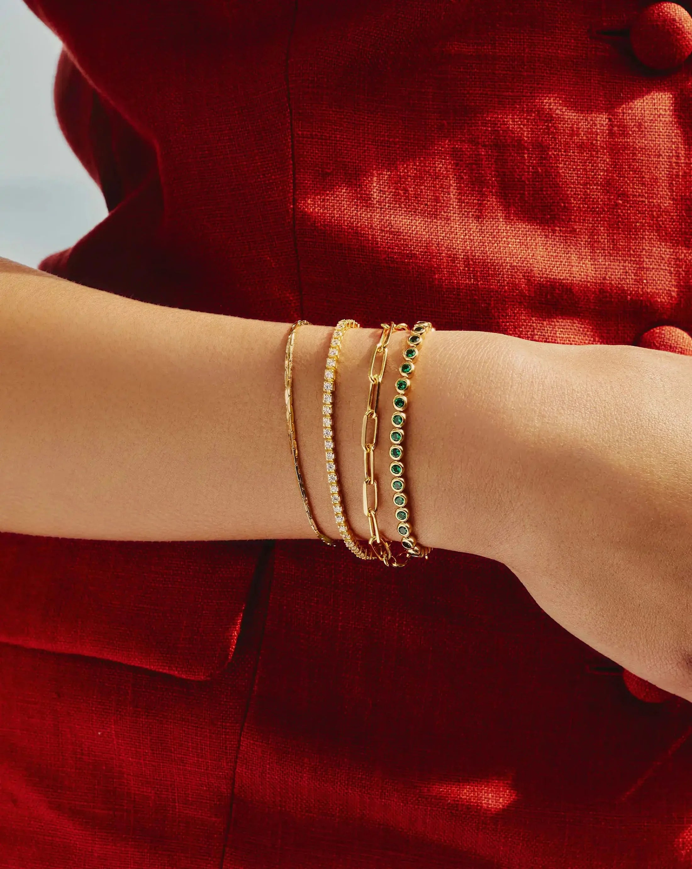 Platinum-Plated Silver Bracelet with Zircon Inlay